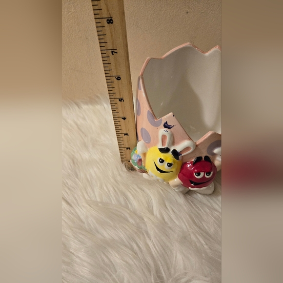 Ceramic Bowl Planter Mars M&M Yellow & Red Pink Easter Egg Purple Dots FTD Candy - Picture 9 of 10